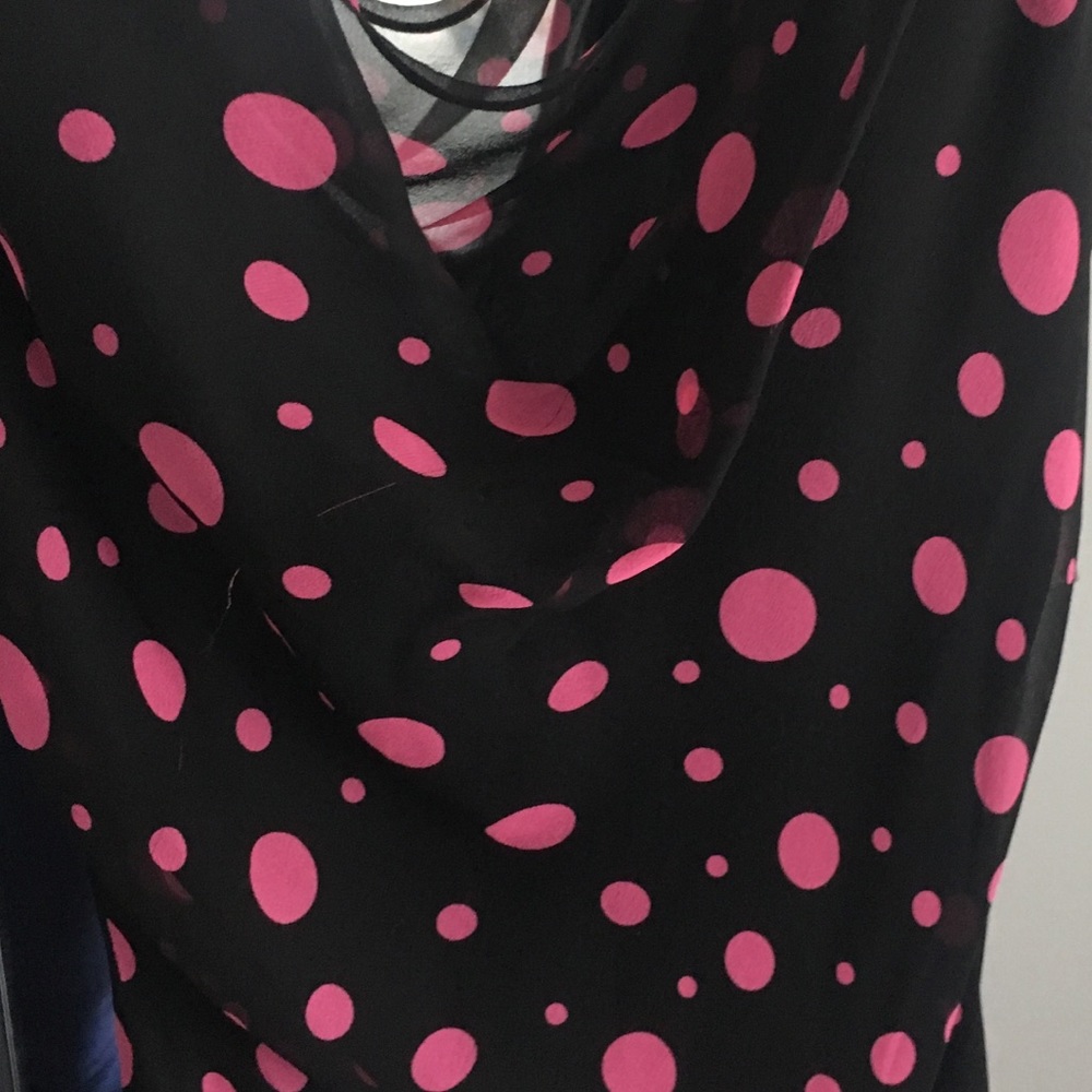 Black and hot pink polka dot dress